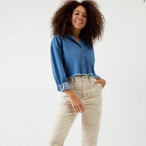 Kendall and Kylie Cropped Denim Shirt